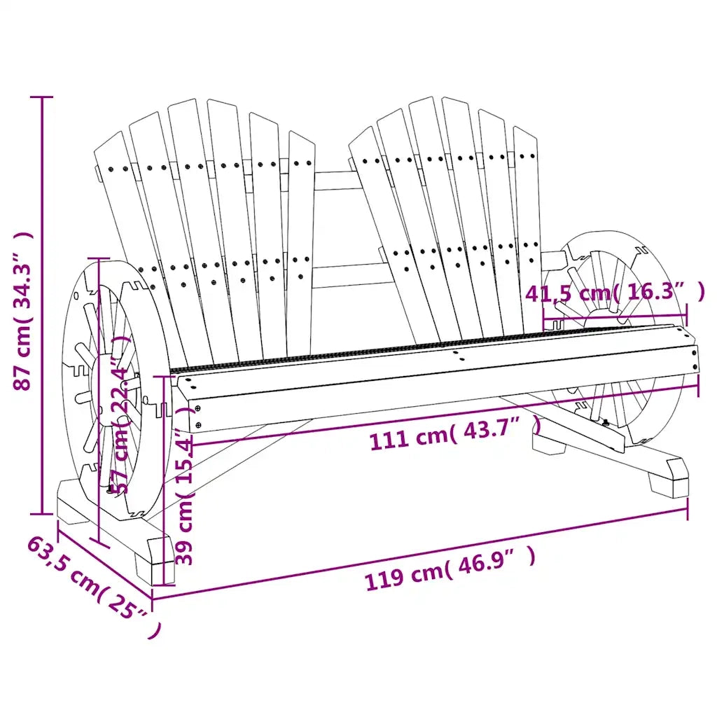 Sedia da Giardino Adirondack 2 Posti in Legno Massello di Abete CFW7413104