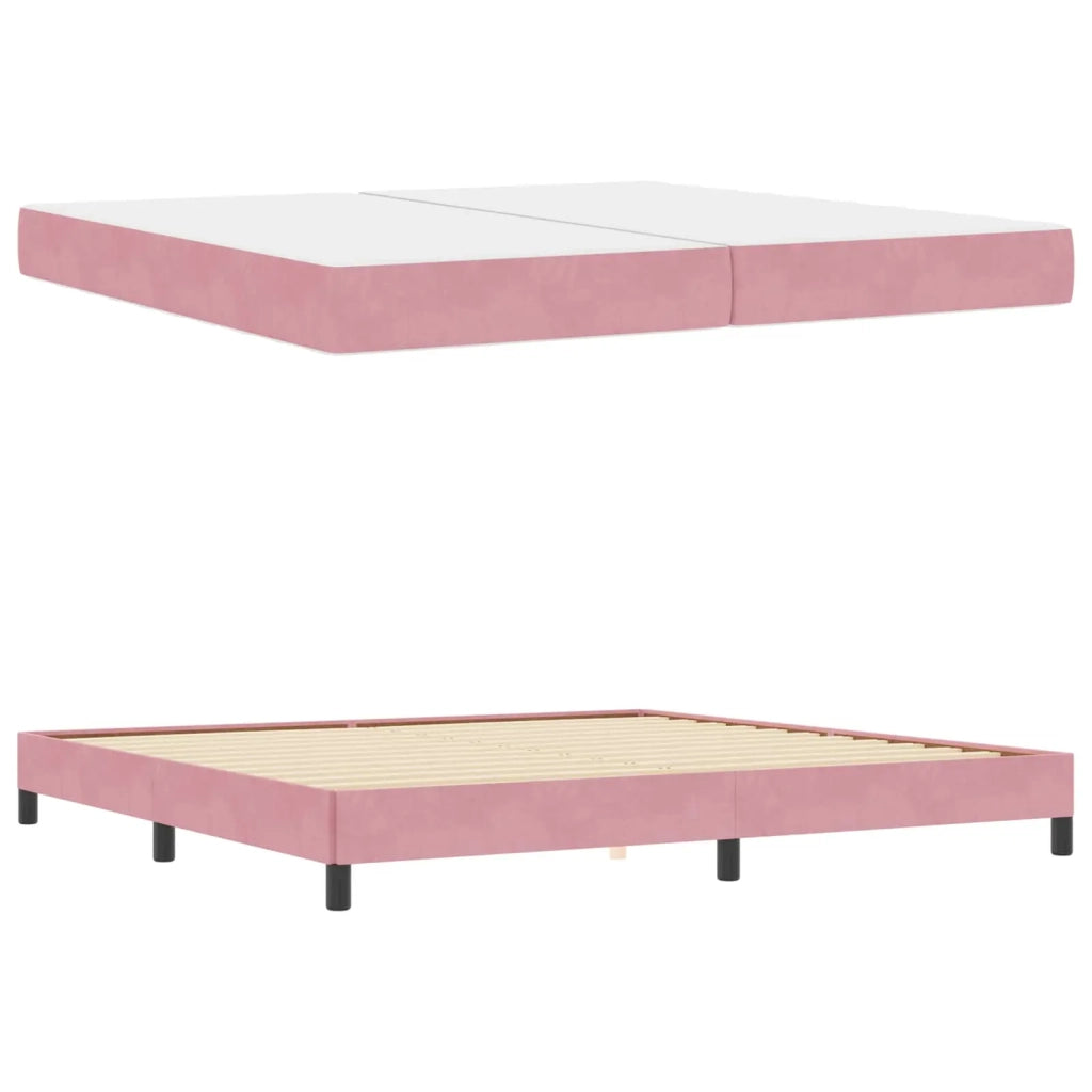 Letto a molle con materasso Rosa 200 x 200 cm Tessuto 3398718