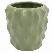 Trade Shop - Bicchiere Porta Spazzolini Ceramica Verde Effetto Cactus Accessorio Bagno 79934 -