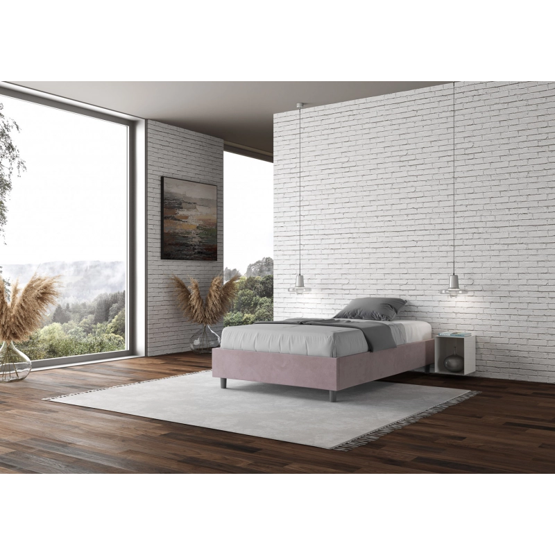Letto Sommier imbottito Matrimoniale francese 140x200 cm Azelia - Senza rete,Glicine,Microfibra
