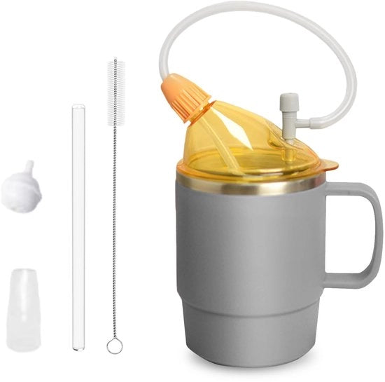 Tazza per bevande 500 ml - Bevanda libera da lische - Tazza per giardino 30 cm - Adatta a anziani - Disabile - Materiale ecologico in acciaio inossidabile