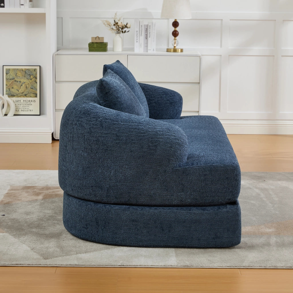 DIVANO LETTO 2 POSTI Pieghevole 157x84x65 cm Chenille Blu Navy