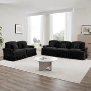 Set modulare 2 pezzi - Xylo - 3+2 posti, chenille, stile classico, nero