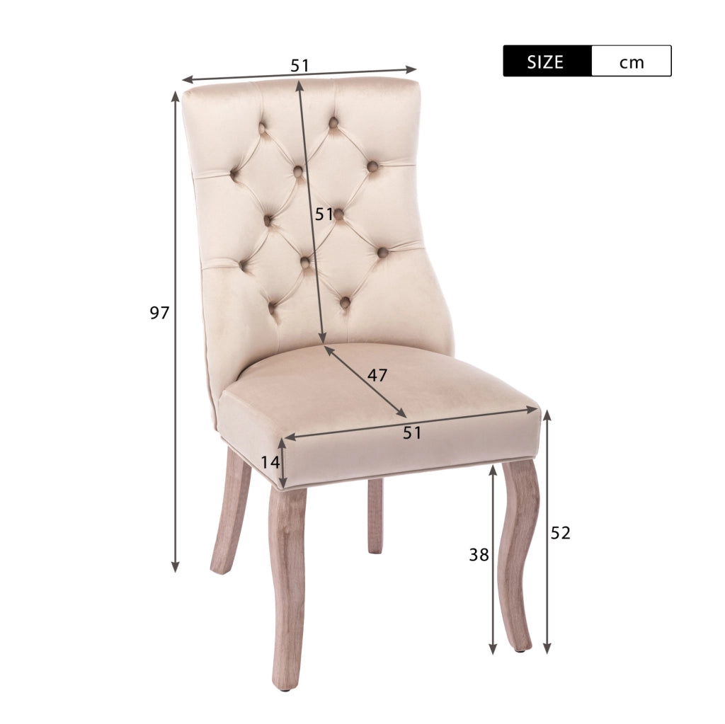 Sedia imbottita 97x51x47 cm con schienale ergonomico in velluto beige