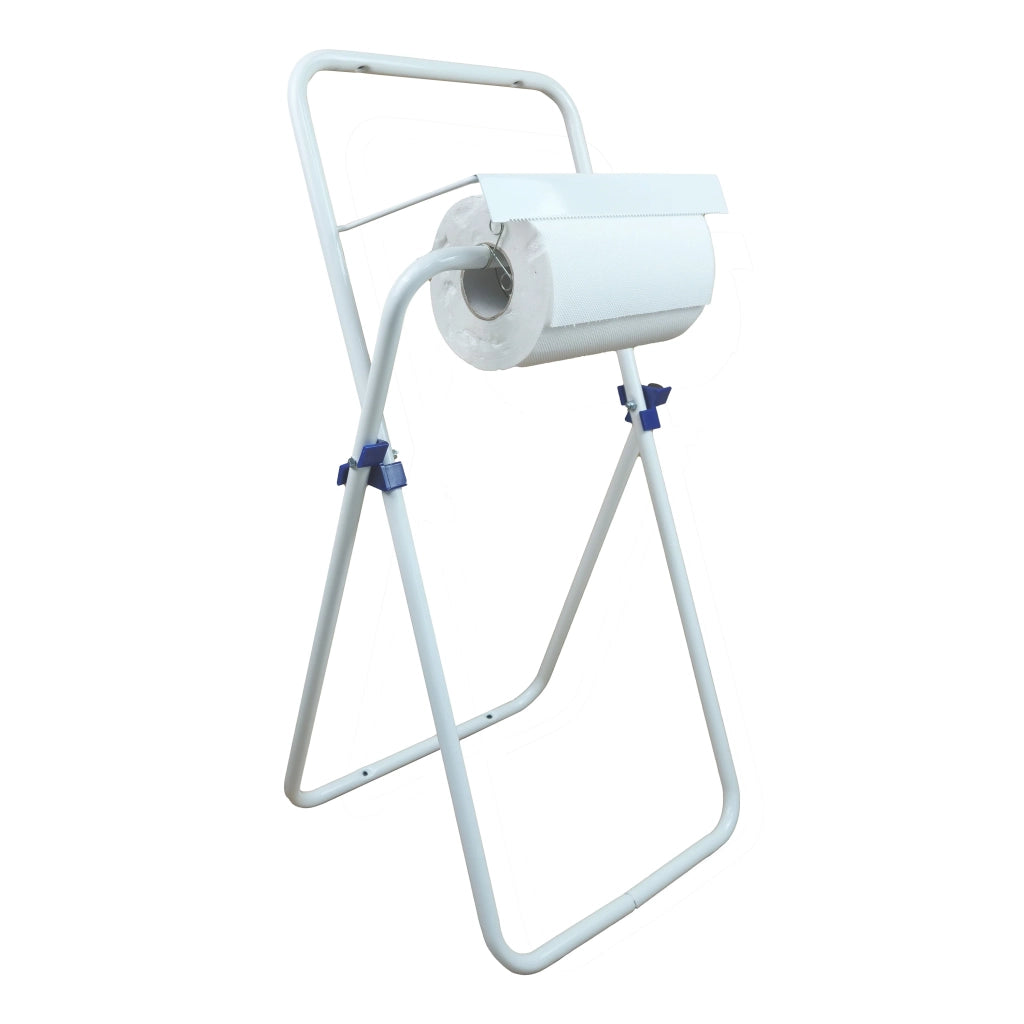 Tecnokit porta rotolo industriale alto da pavimento per bobine di carta da cm 29, misure dispenser 80x40x42 cm, posizione alta della bobina