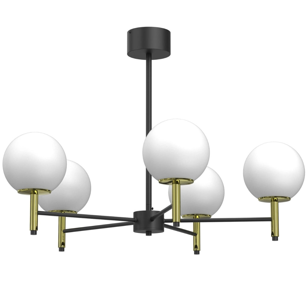 Lampada a sospensione Luminex Awinion nero/oro 6xE27 Ø84cm
