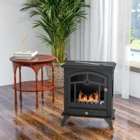 Camino Bioetanolo Stile Classico in Acciaio, Bruciatore da 1.2L per 3 Ore di Durata, 45x28x54cm, Nero