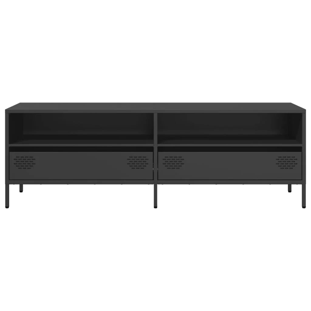 Mobile TV multimediale scaffale TV credenza mobile TV sala da pranzo soggiorno camera da letto 135 x 39 x 43,5 cm acciaio laminato a freddo nero 02_0025898