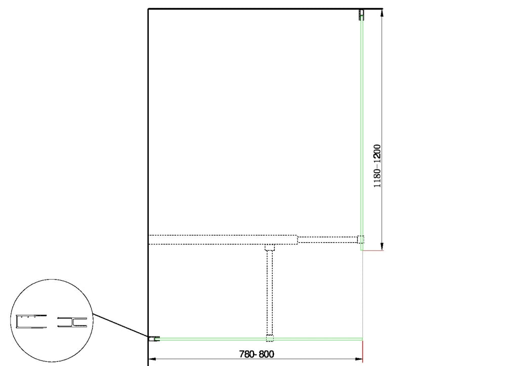 Doppia Parete Doccia Walk-in Con Braccio Di Sostegno Superiore a T Vetro 8 mm Reversibile 78-80 x 118-120 H 200 cm