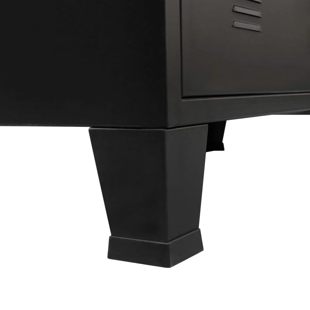 Credenza/mobiletto/consolle/mobile contenitore in metallo in stile industriale con cassetti 93 cm nero 4402223