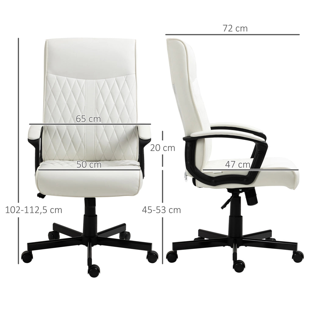Sedia da ufficio con schienale alto ¨C zephmum ¨C Altezza e inclinazione regolabili 65x65x102-112,5 cm bianco