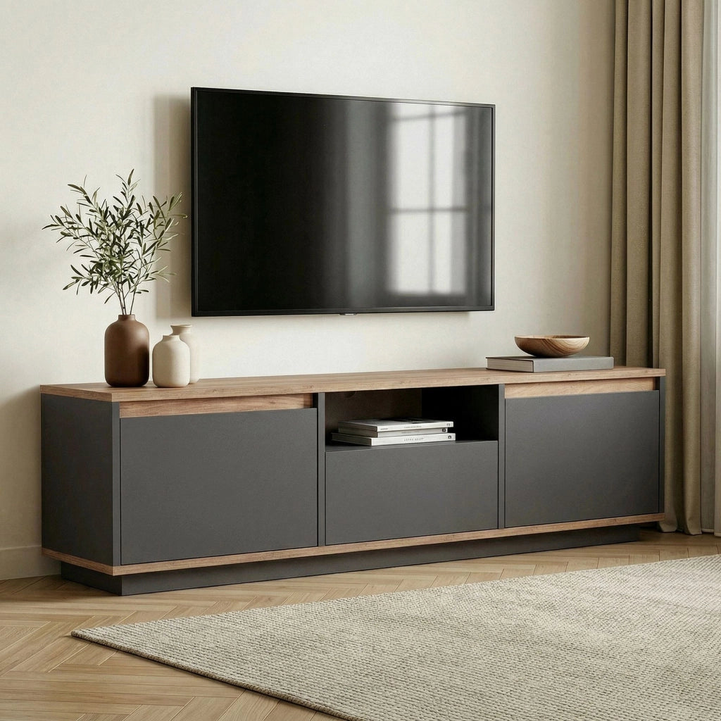 Porta TV in legno "Sentinel" - 160 x 30 x 42 cm - Grigio antracite