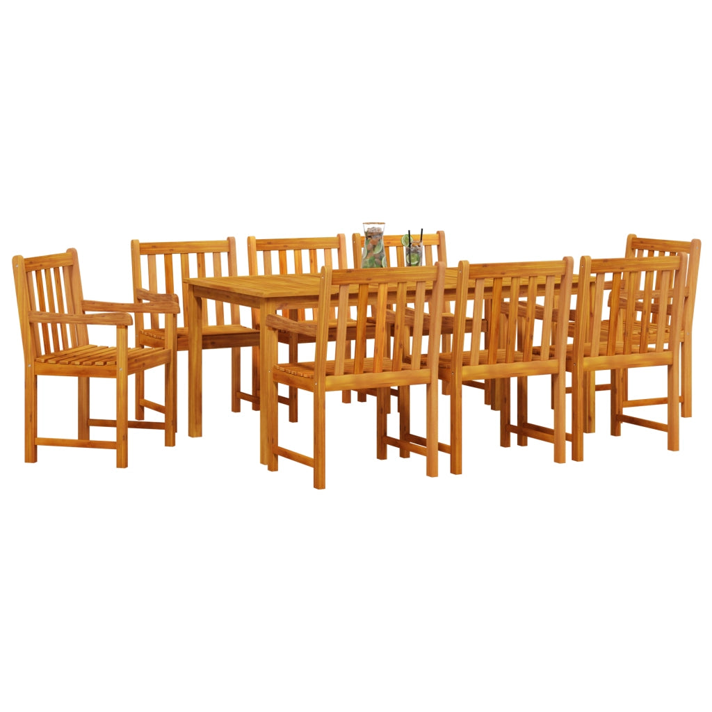 Set da pranzo per il giardino 9 pezzi in legno massello di acacia