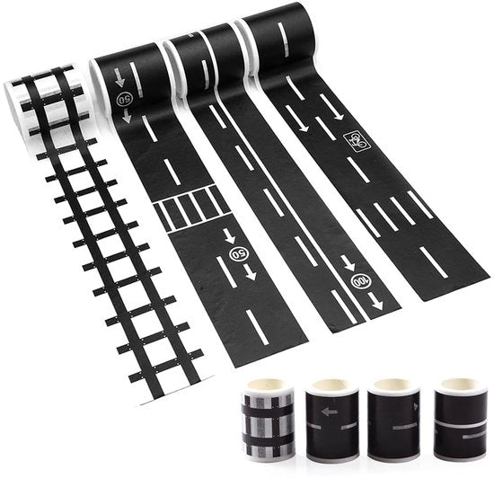 Strisce di Adesivo per Pavimento 4 pezzi - Nera Striscia di Adesivo per Pavimento - Striscia di Adesivo per Ferrovia - Etichette per Progetti di Fai da Te - Sicure per Pavimenti - Facile da Rimuovere - Nastro di Adesivo a Carta Waschi