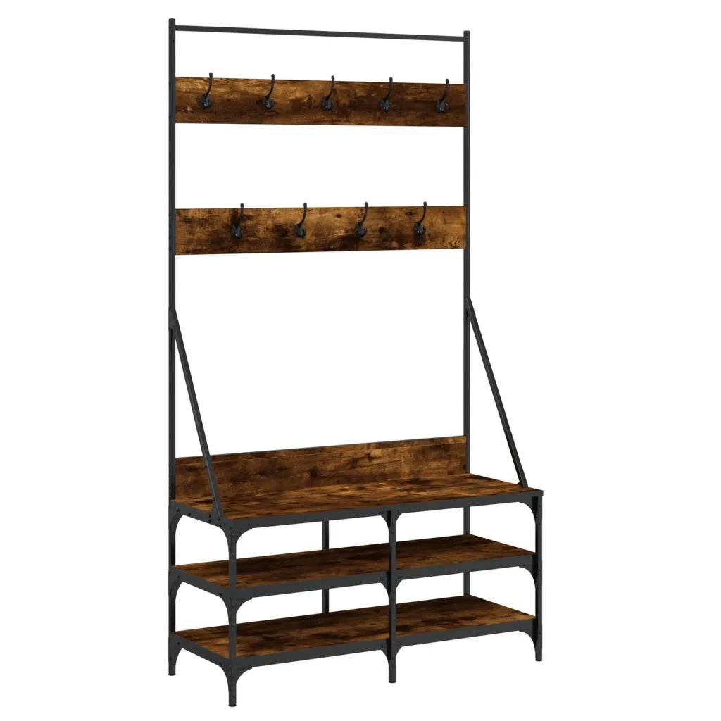 Appendiabiti con Porta Scarpe Rovere Fumo 100x40x184 cmcod mxl 108368