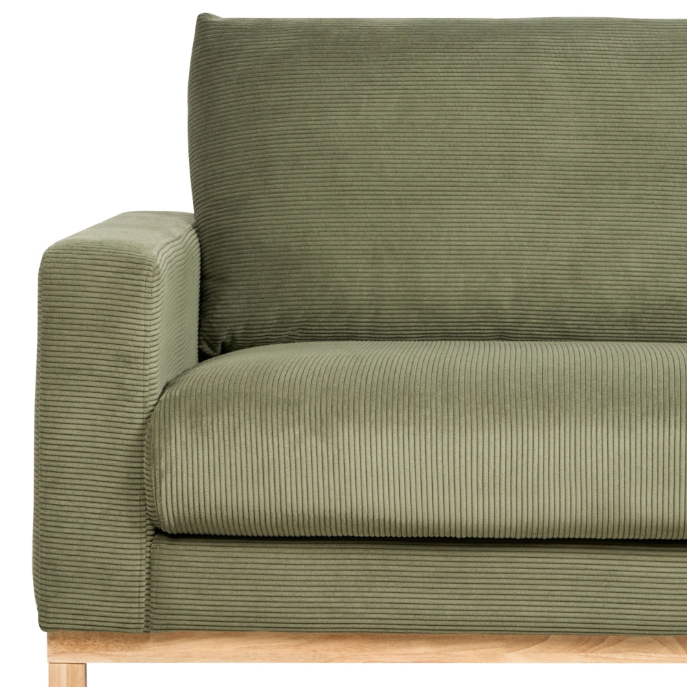 Divano angolare a sinistra Tappezzeria in corda jumbo verde Gambe in legno Elegante