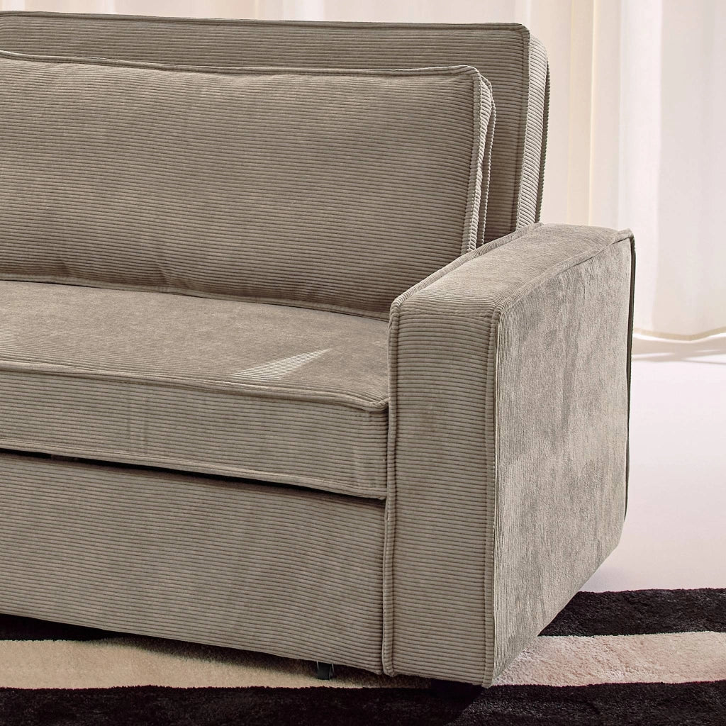 Divano letto in velluto a coste,  3 posti, beige