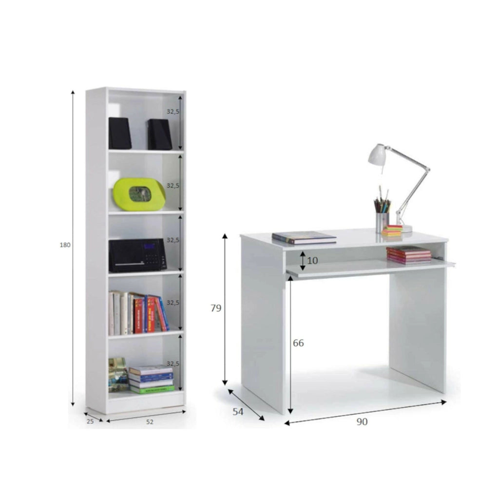 Gaggi, Composizione Camera da Letto Reversibile, 90x54x79h cm Bianco