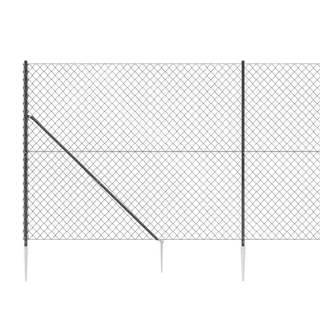 Recinzione da Giardino | Recinzione a Rete con Picchetti Ancoraggio Antracite 2,2x25 m