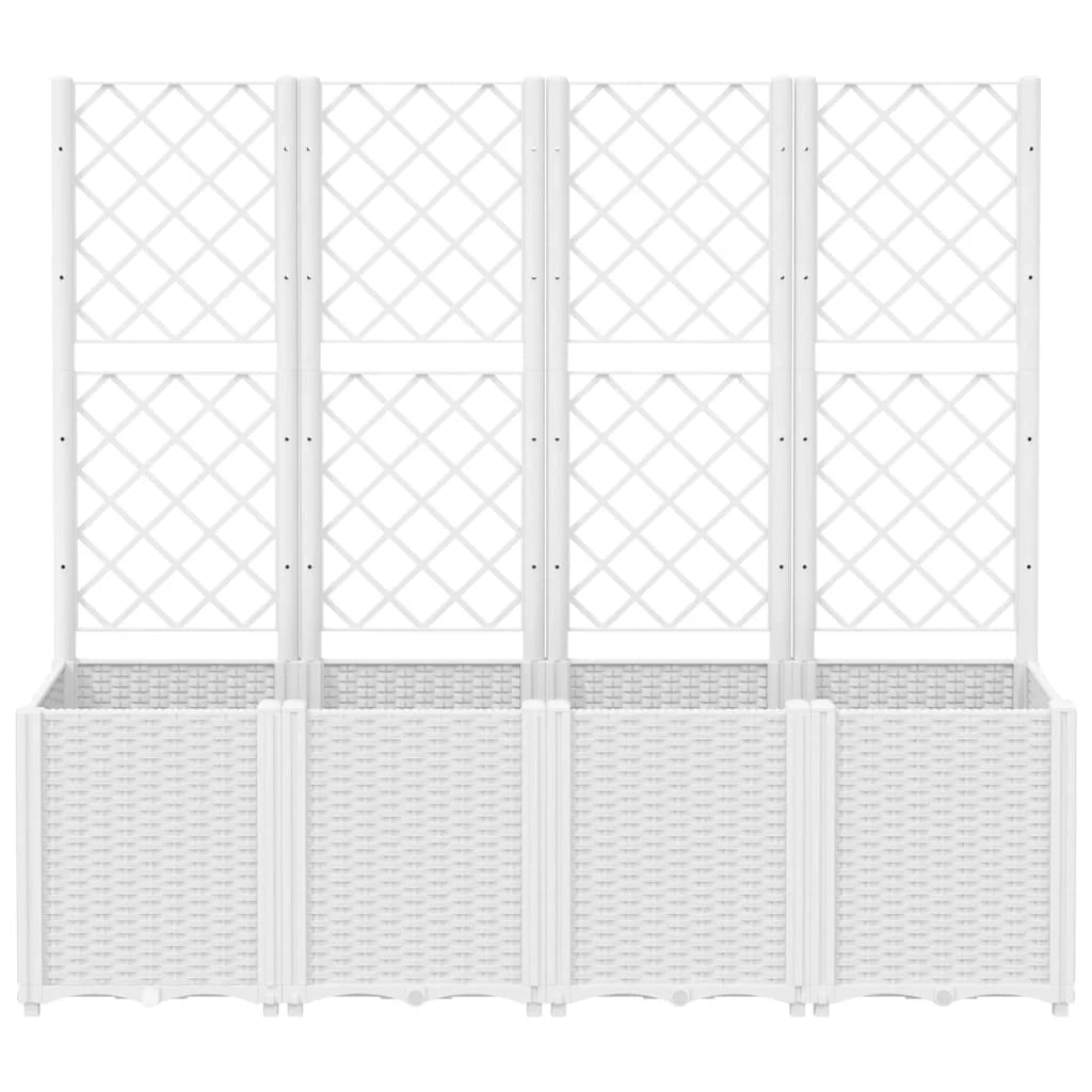 Fioriera rialzata per piante fiori terrazza giardino con traliccio 160 x 40 x 140 cm PP bianco 02_0038262