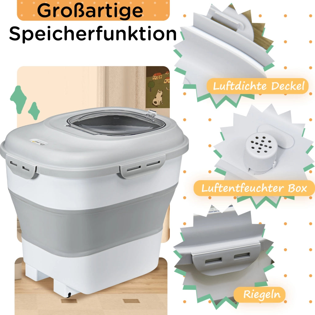 Contenitore per Cibo Secco Pieghevole ¨C zephmum ¨C Grigio 44x32x37 cm