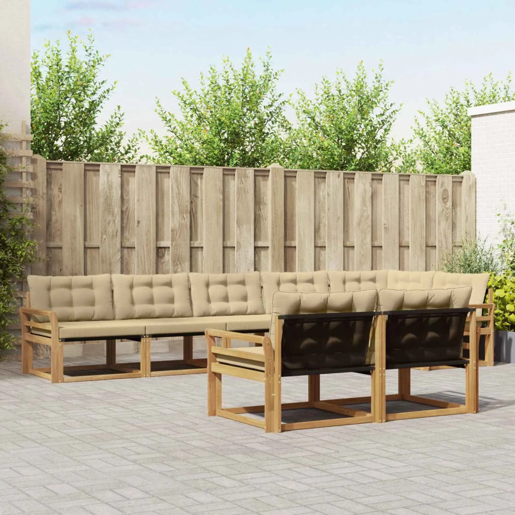 Set di divani da esterno con cuscino 8 pcs Bianco e Beige