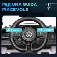 Macchina per Bambini 12V Maserati Gran Turismo Folgore con Telecomando, Età 3-5 Anni, Bianco