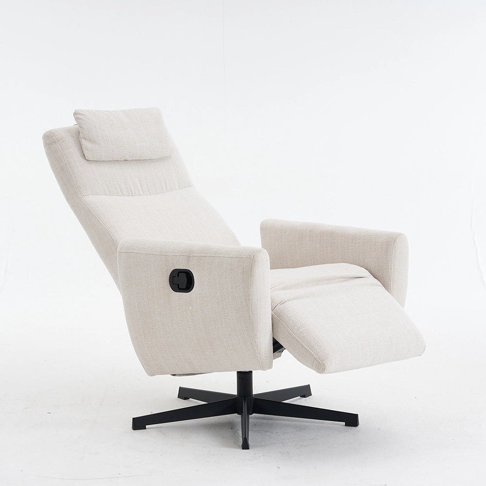 Poltrona relax - Xylo - reclinabile chenille con poggiapiedi girevole beige