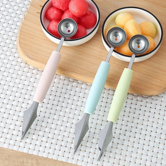 Set di 3 pezzi per melone, palline per dessert in acciaio inossidabile, cucchiai per gelato e forme per gelato