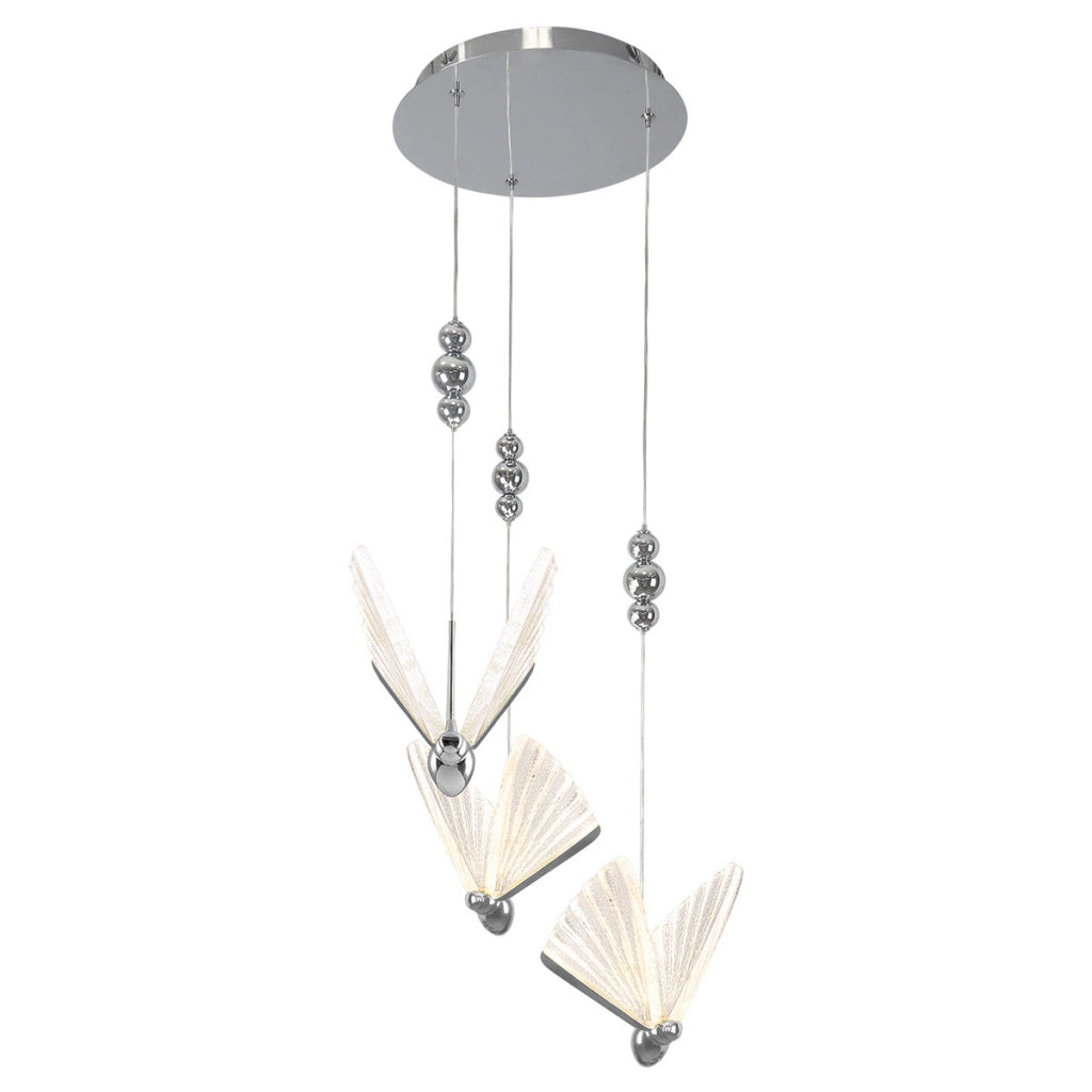 Lampadario rotondo Mariposa cromo LED CCT 24W Light Prestige