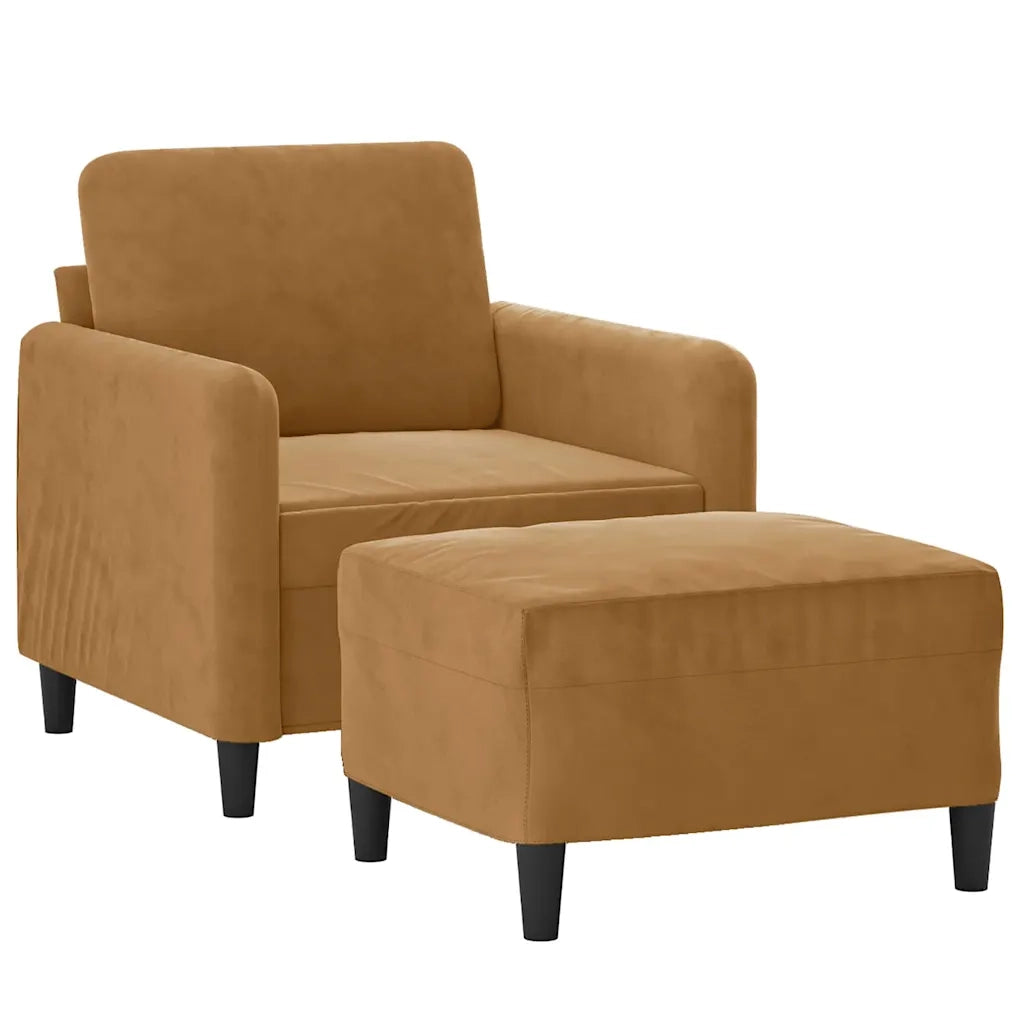 Poltrona con Poggiapiedi Marrone 60 cm in Velluto