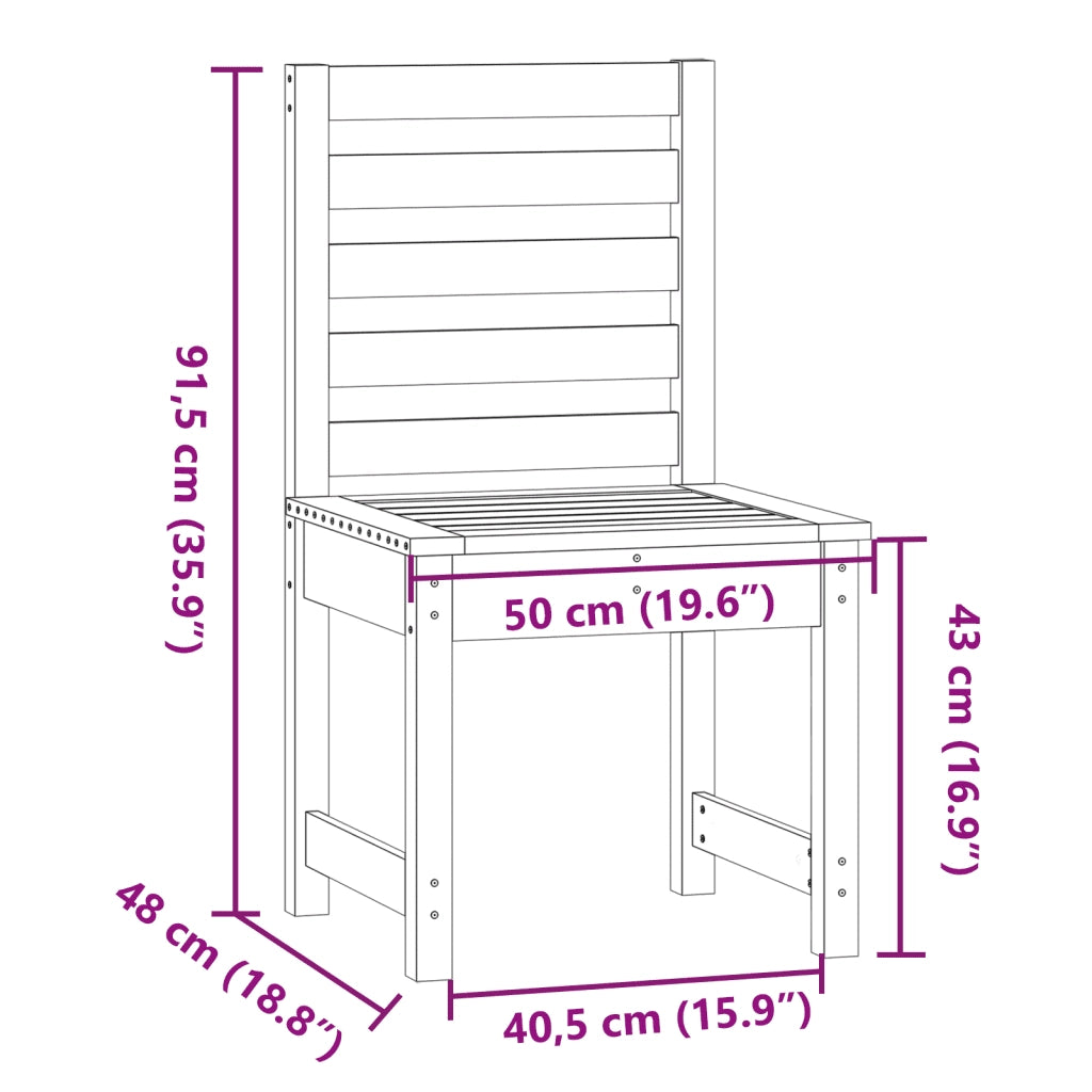 Sedie da Giardino 2pz 50x48x91,5 cm Legno Massello di Douglas 824030