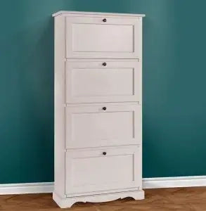 Scarpiera in legno Shabby chic bianca 4 ante