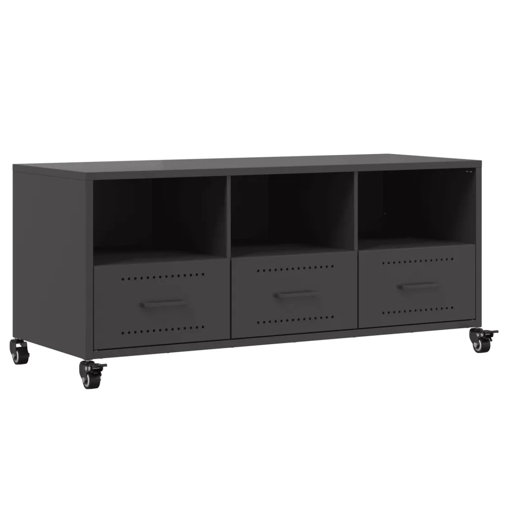 Mobile TV Nero 100,5x39x43,5 cm in Acciaio 846692