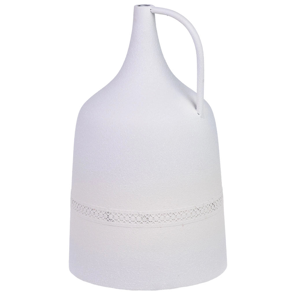 Vaso metallo bianco 1 manico 20x20x33h cm