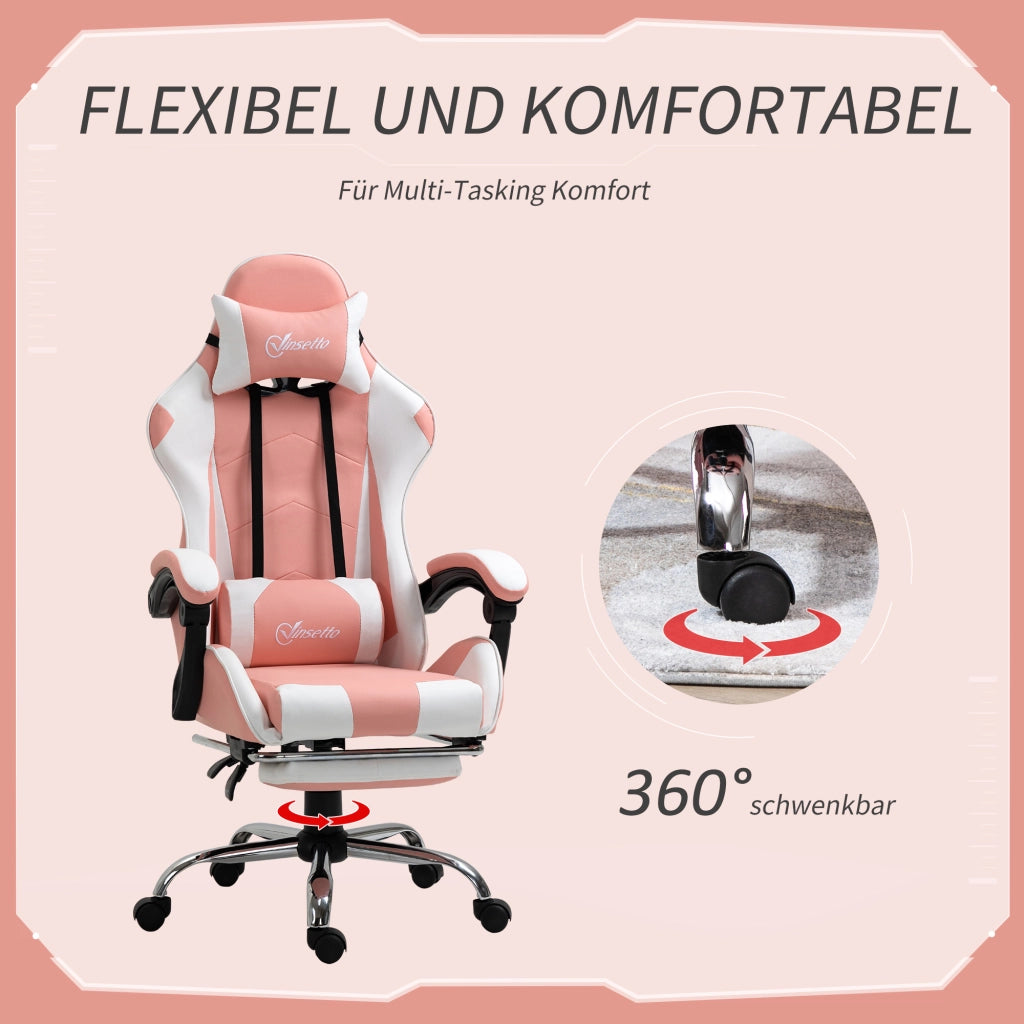 Sedia da Gaming Ergonomica con Schienale Regolabile e Massaggio ¨C zephmum ¨C Rosa