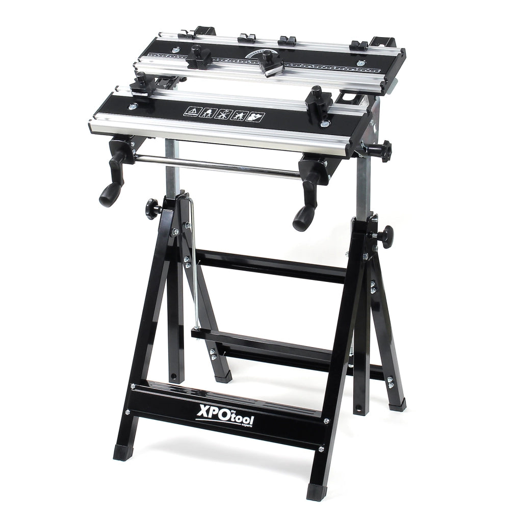 Banco da lavoro portatile e pieghevole max 100 kg altezza e inclinazione regolabili 77-107cm
