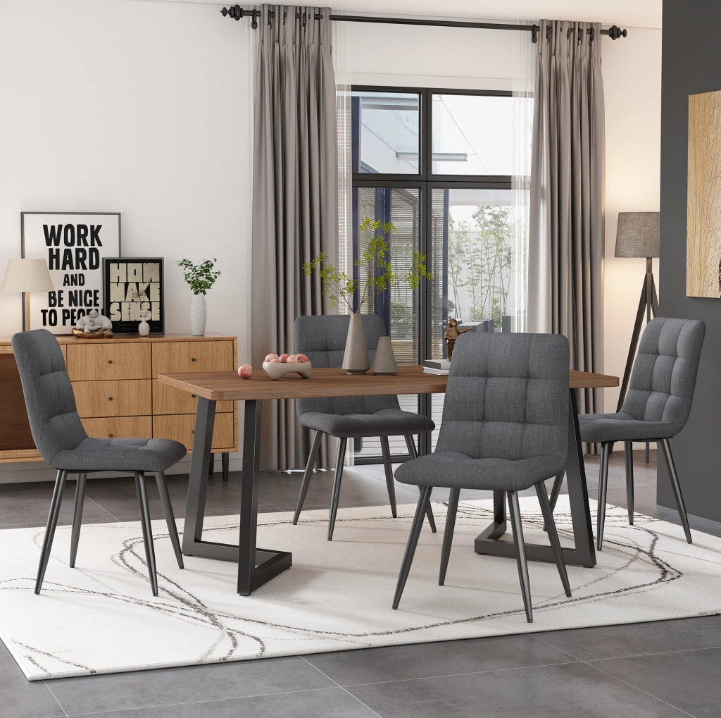 Tavolo da pranzo rettangolare 117x68 cm in MDF con gambe in metallo; nero e noce