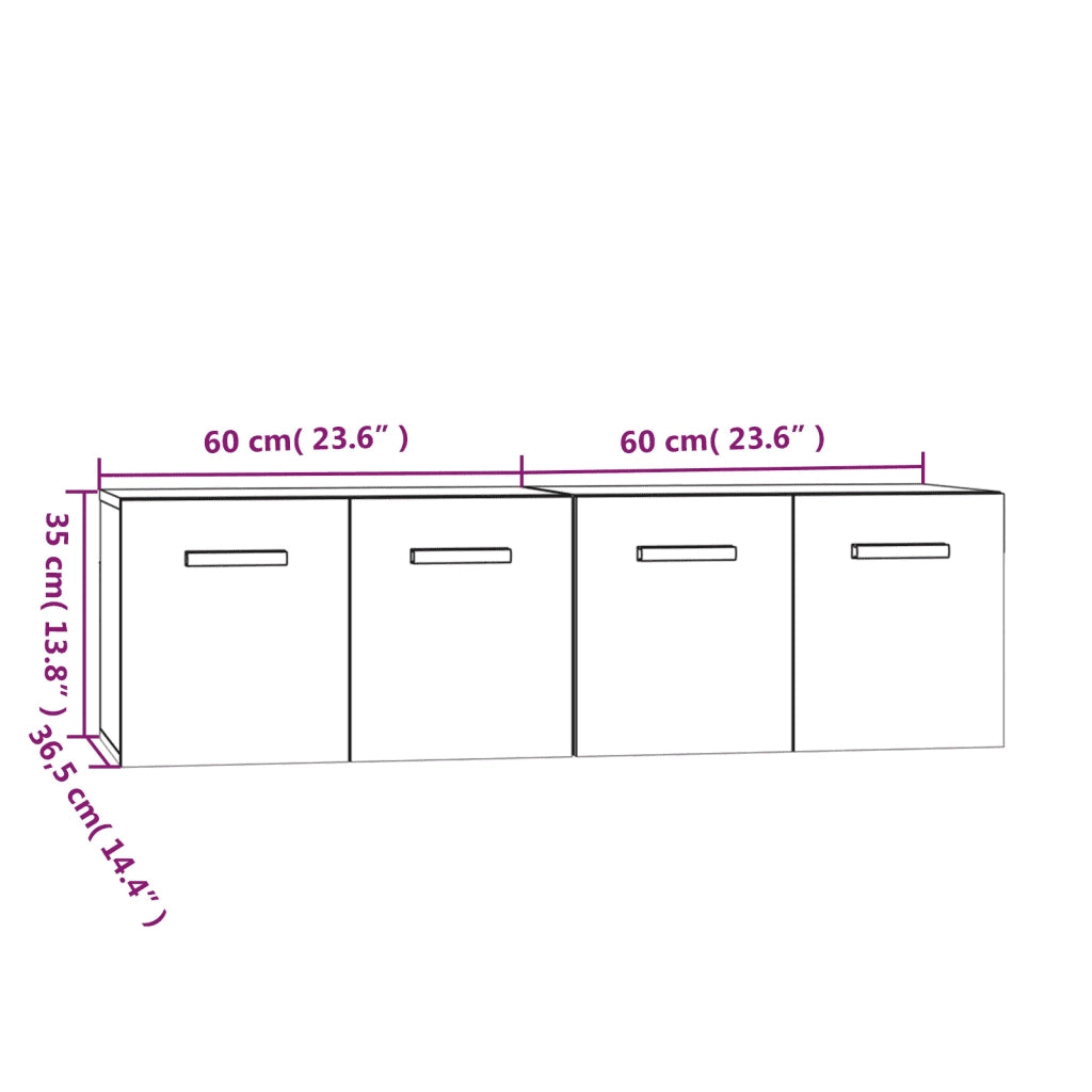 Mobili Parete 2 pz Rovere Fumo 60x36,5x35 cm Legno Multistrato 3115633