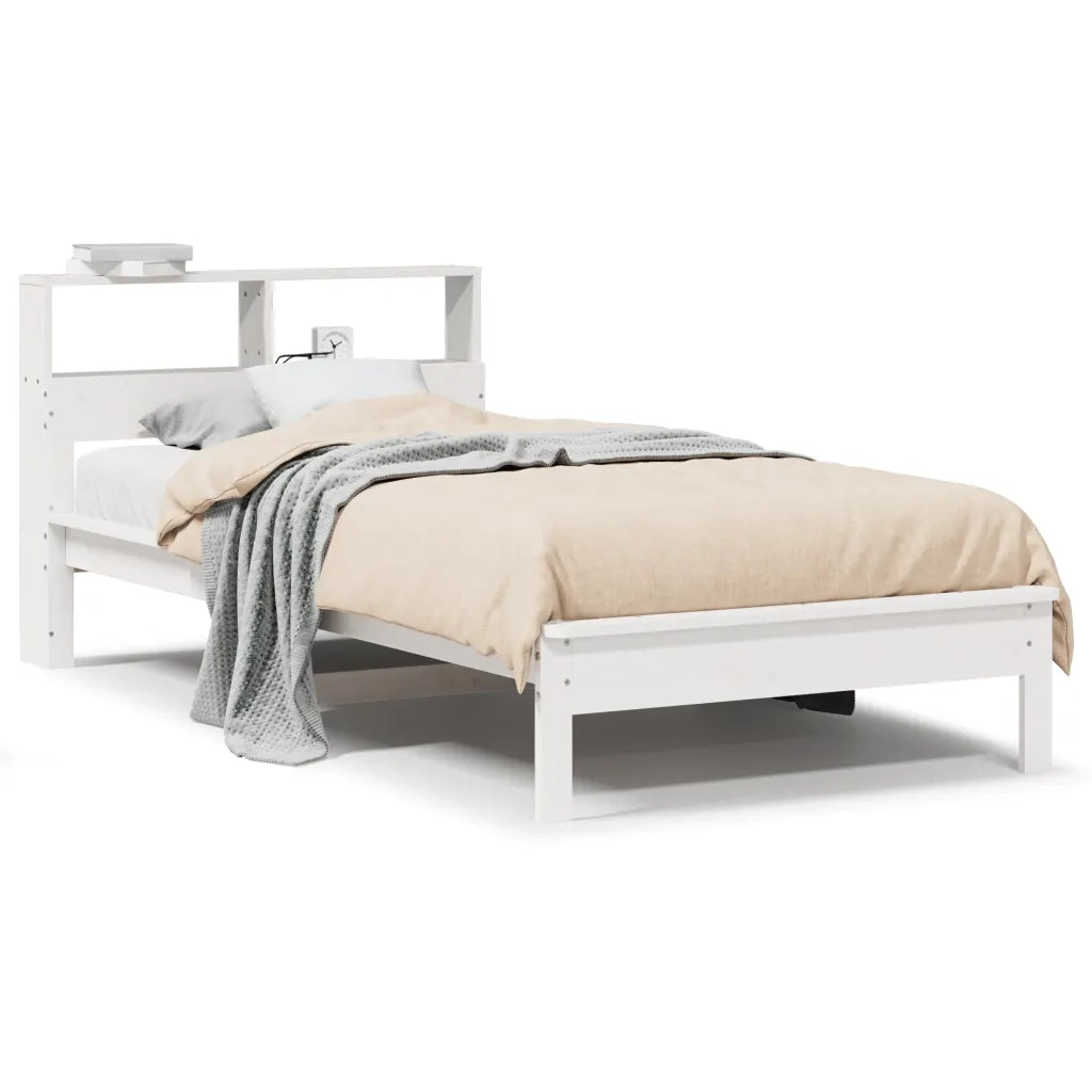 Letto singolo | Letto per adulti | Letto Libreria senza Materasso Bianco 100x200 cm Legno di Pino