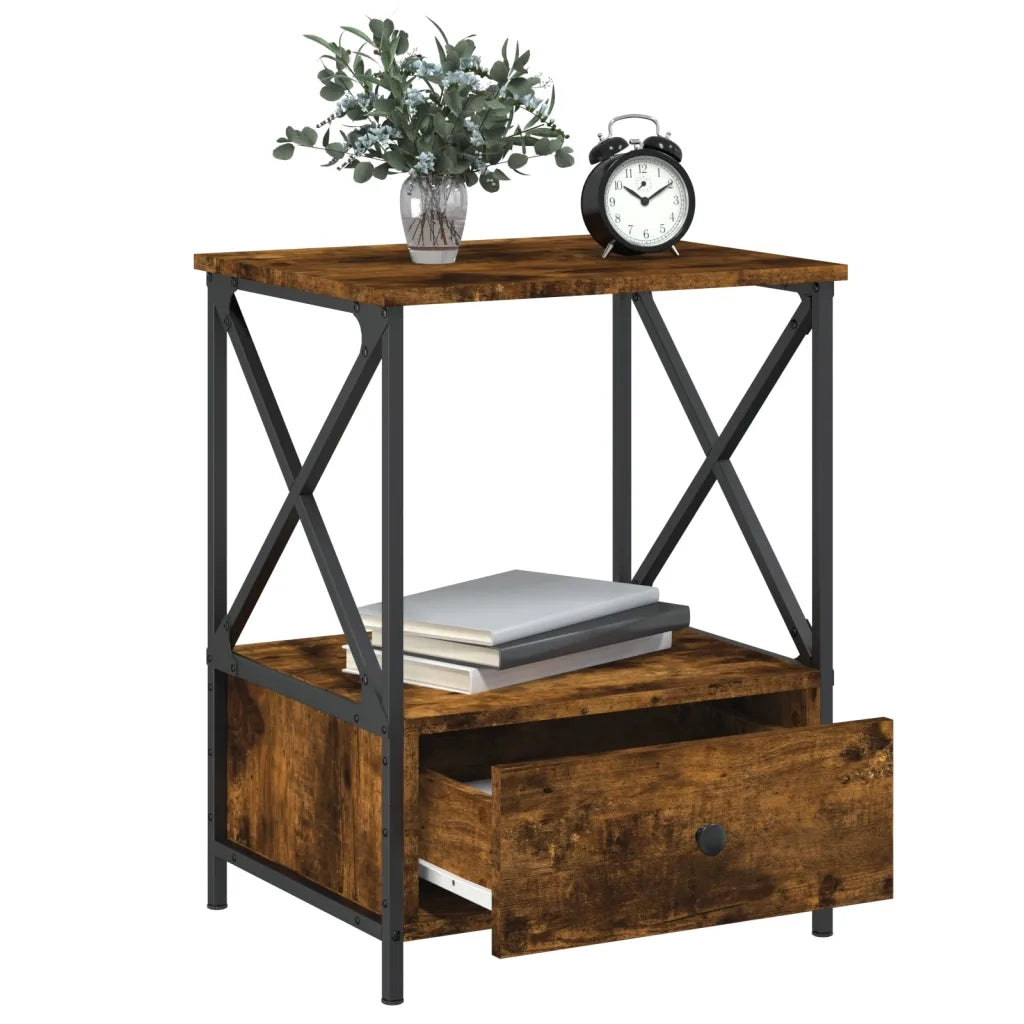 Comodino Rovere Fumo 50x41x65 cm in Legno Multistrato 826087