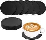 12 pezzi di sottopiani in vetro di silicio, sottopiani in vetro di silicio neri, anti-slip e isolanti per bicchieri, tazze da caffè, bar, bicchieri, 10 cm