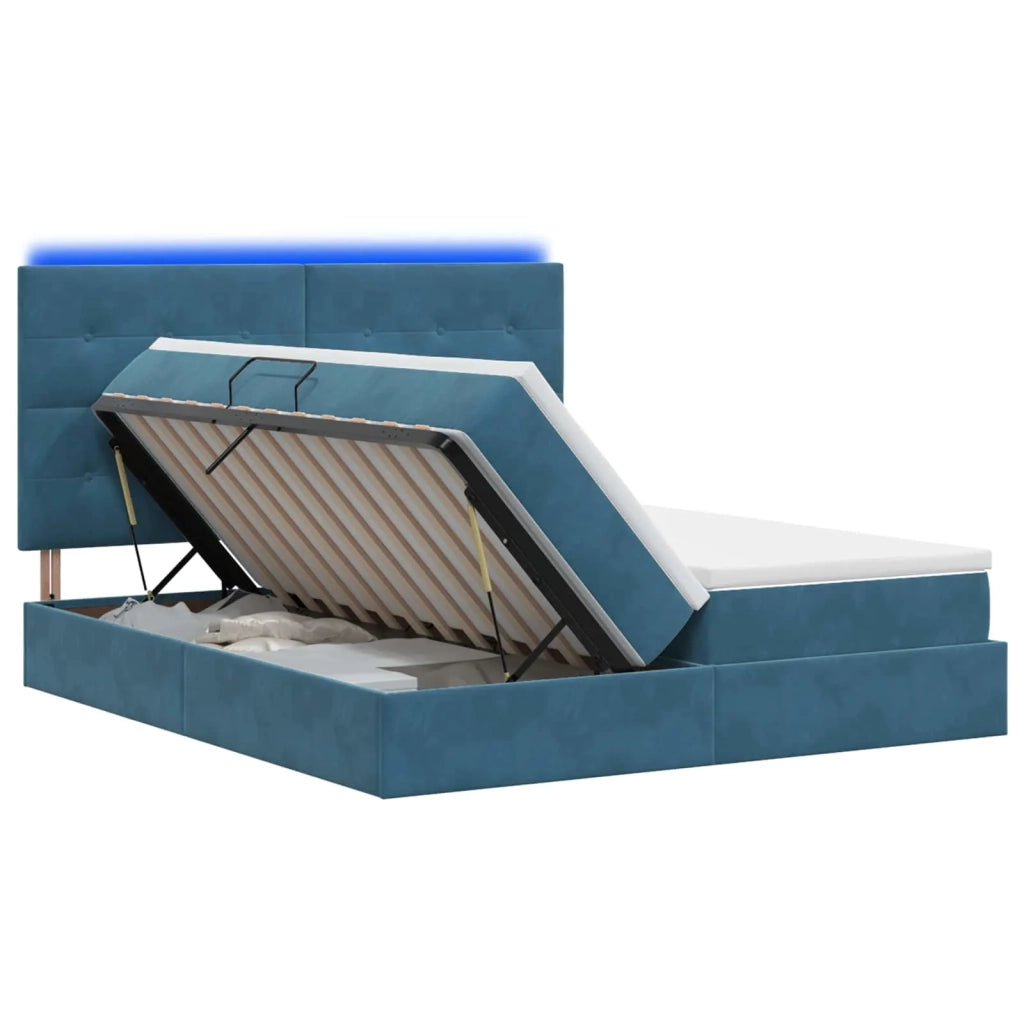 Letto con contenitore LED e materasso Blu Scuro 180 x 200 cm 3460270