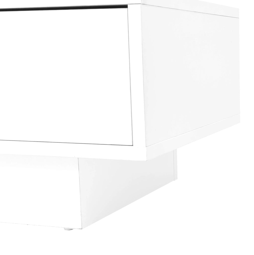 Mobile TV 160x38x50.5 cm con 3 ripiani in vetro e LED controllabile tramite app in truciolato bianco