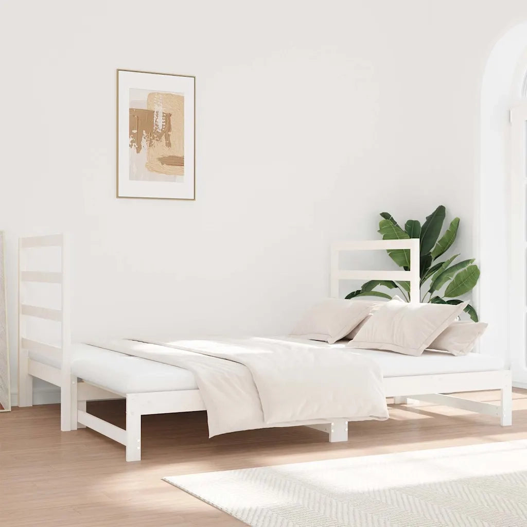 Dormeuse Estraibile Bianca 2x(90x190) cm Legno Massello di Pino 3124763