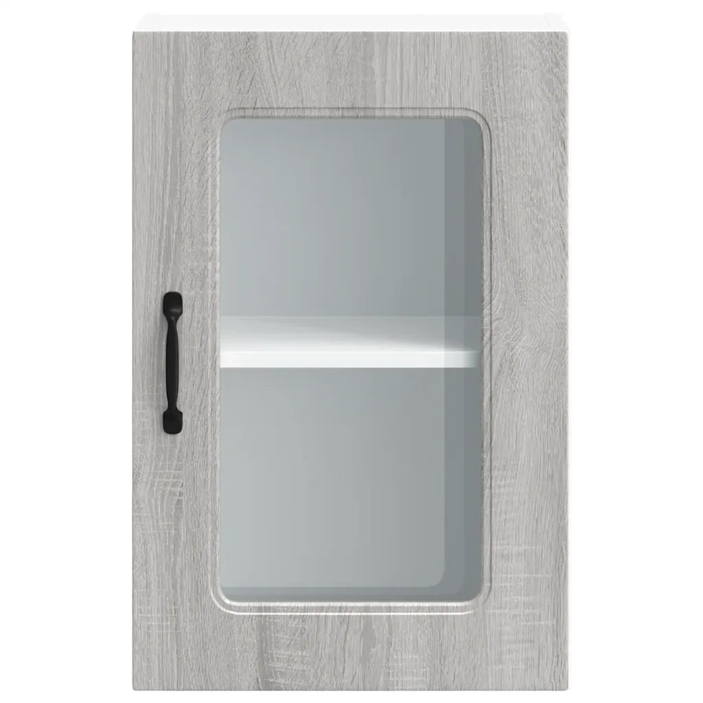 vidaXL Pensile da Cucina con Porta in Vetro Kalmar Grigio Sonoma