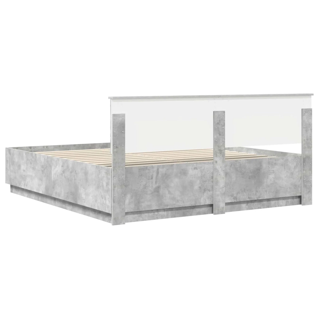 Struttura del letto con strisce LED Grigio cemento 200 x 200 cm 3408043