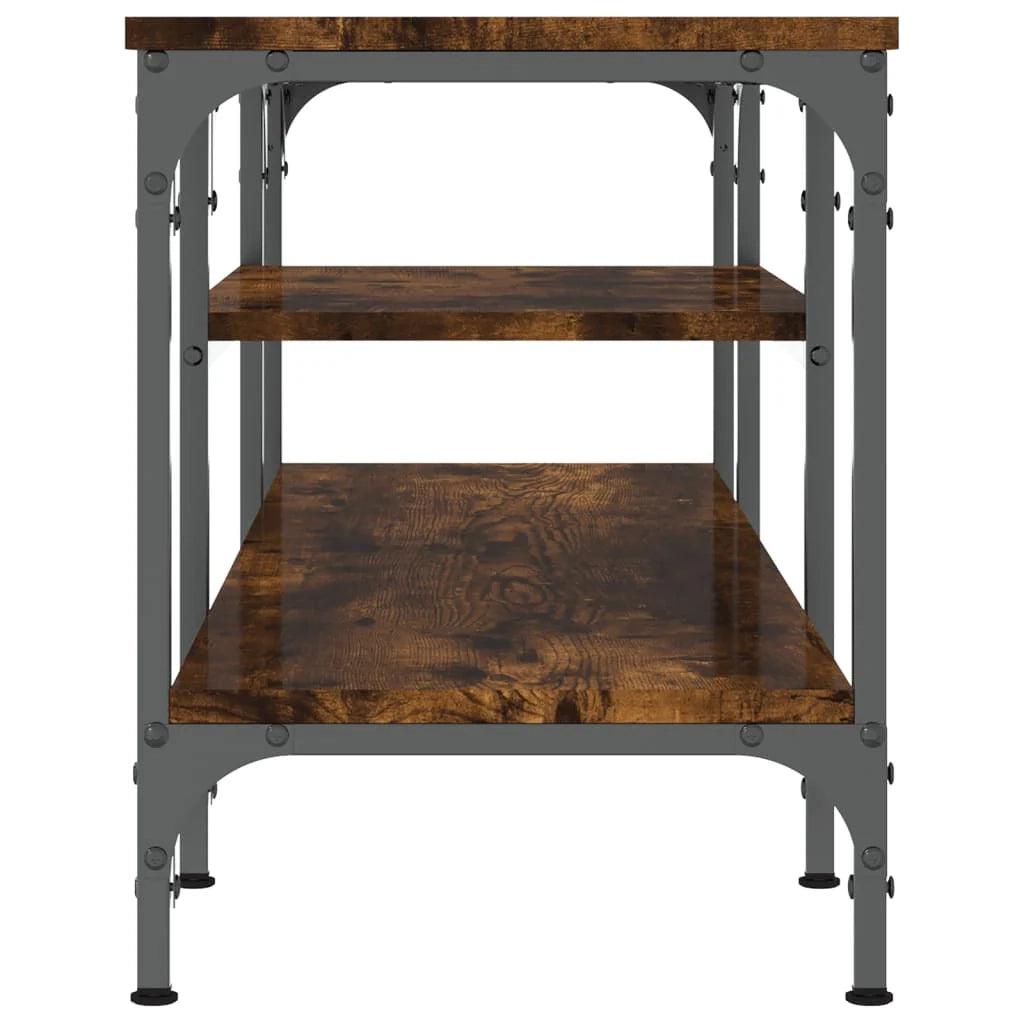 Mobile TV multimediale scaffale TV credenza mobile TV sala da pranzo soggiorno camera da letto rovere affumicato 121 x 35 x 45 cm legno ingegnerizzato e ferro marrone 02_0027324