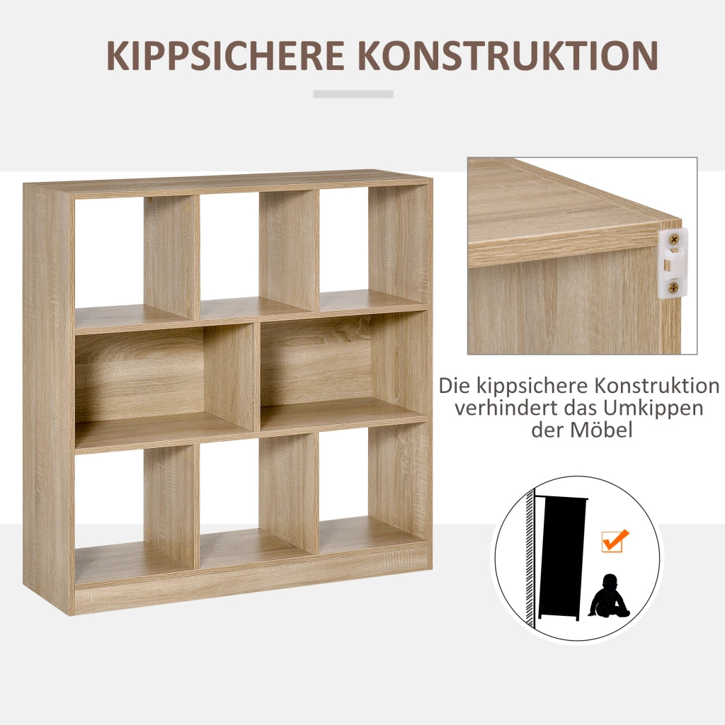Libreria Scaffale 8 Ripiani ¨C zephmum ¨C Quercia 97.5x30x100 cm