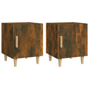 Set di 2 Comodini | Armadio da Notte | Mobiletto da notte Rovere Fumo in Legno Multistrato